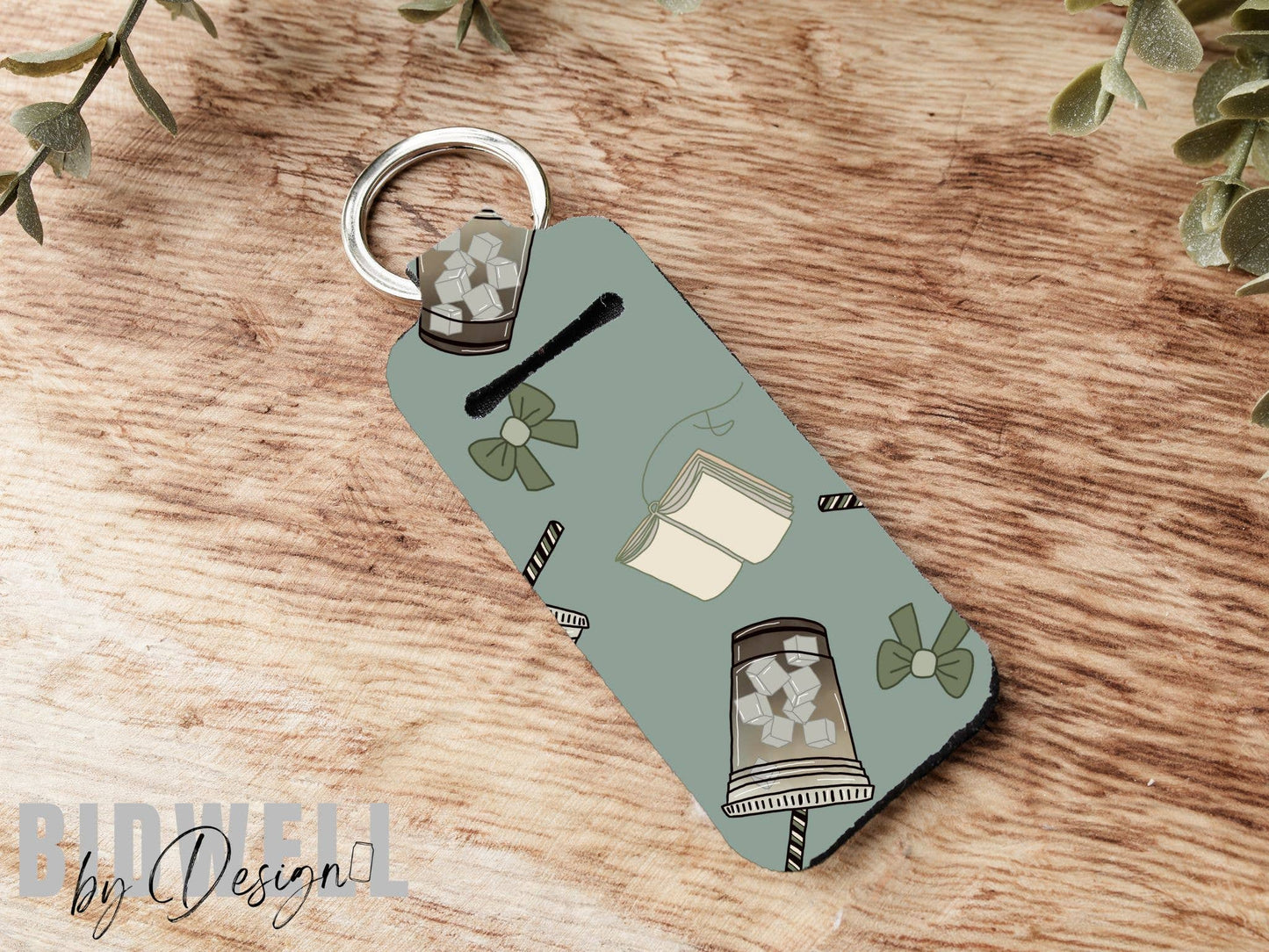 Boho Iced Coffee Chapstick Holder Keychain