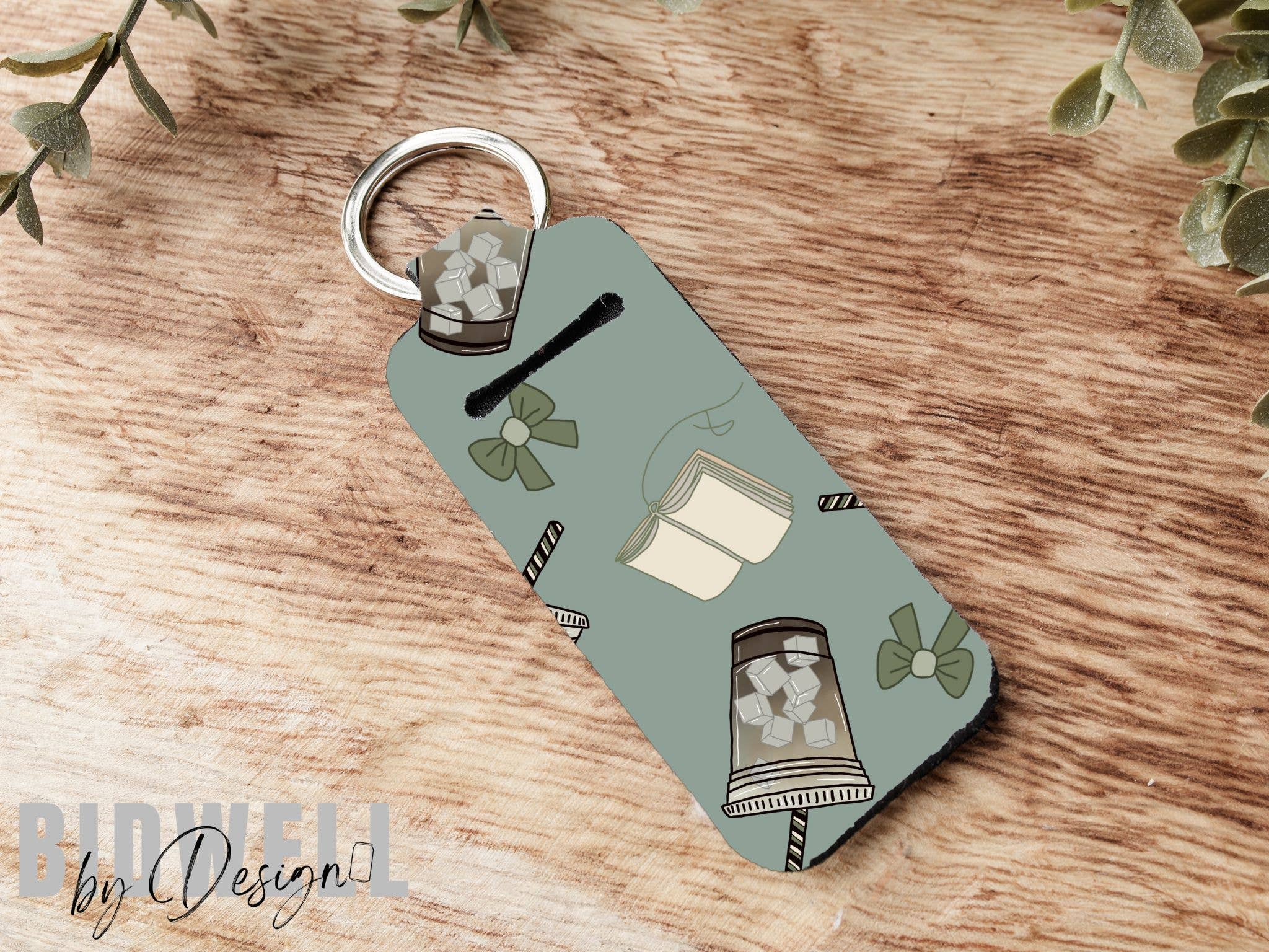 Boho Iced Coffee Chapstick Holder Keychain
