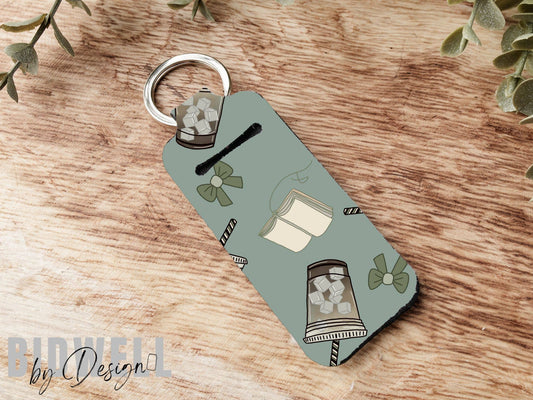 Boho Iced Coffee Chapstick Holder Keychain