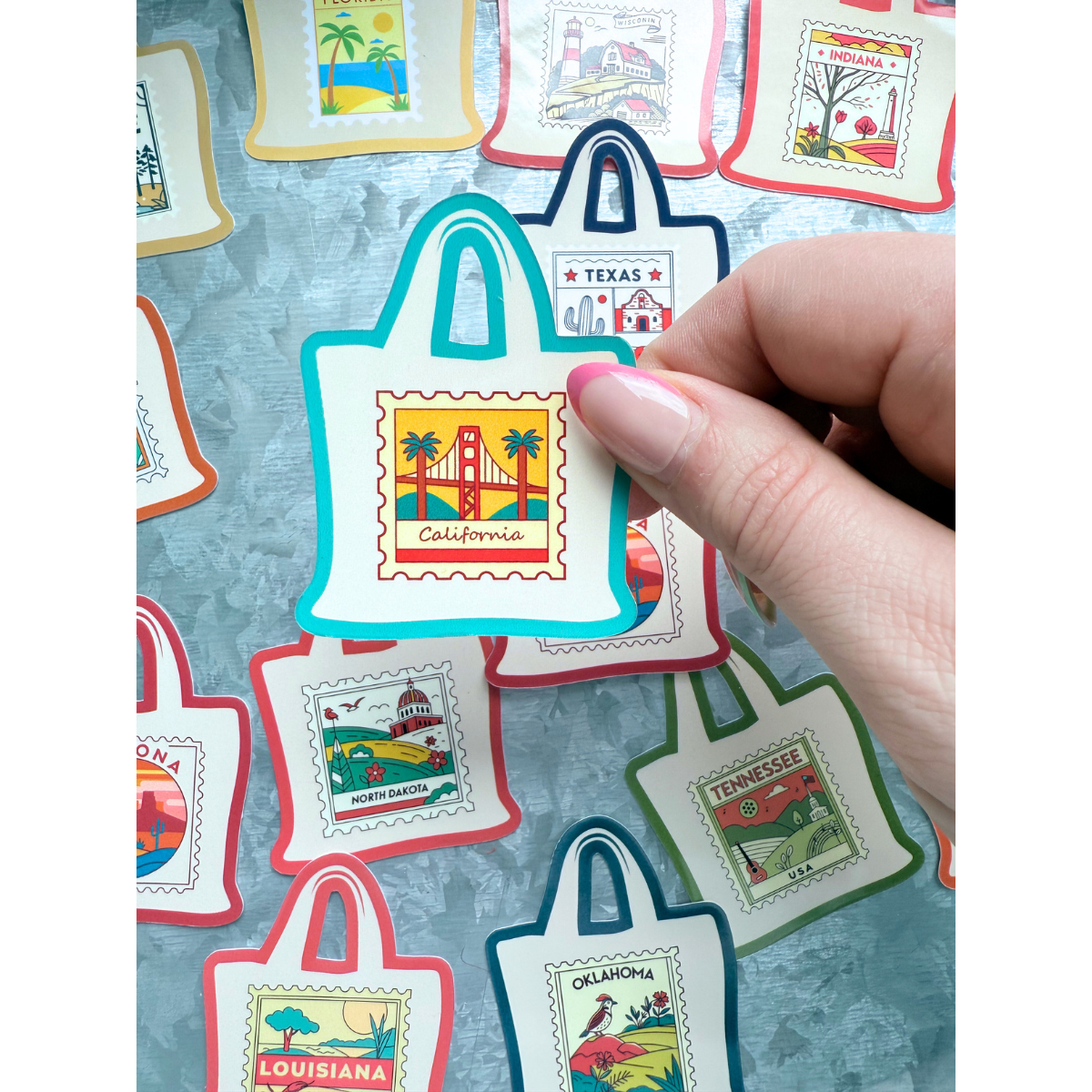 States stamp tote bag waterproof sticker|state sticker|stamp