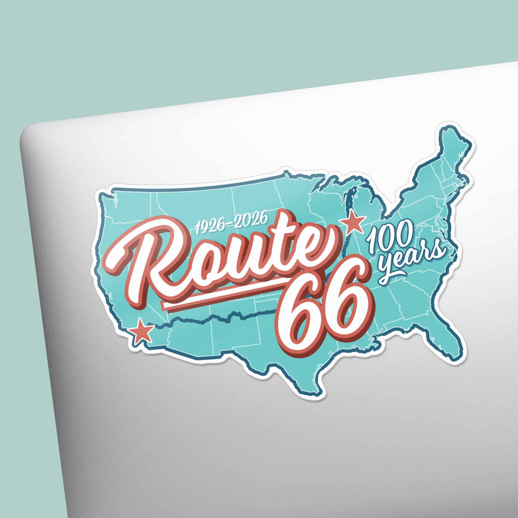 Route 66 Retro Road Map Sticker - 100th Anniversary Decal