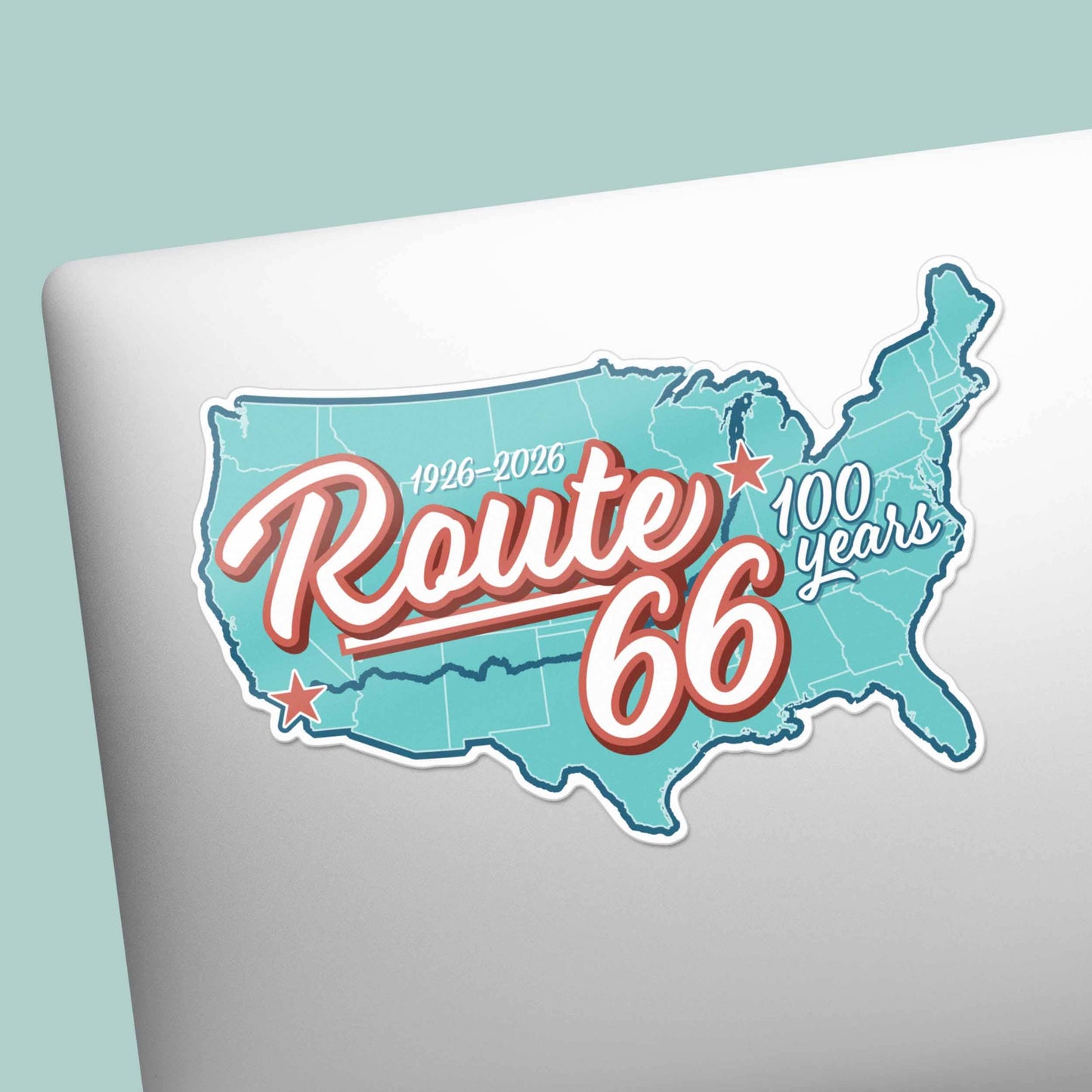 Route 66 Retro Road Map Sticker - 100th Anniversary Decal