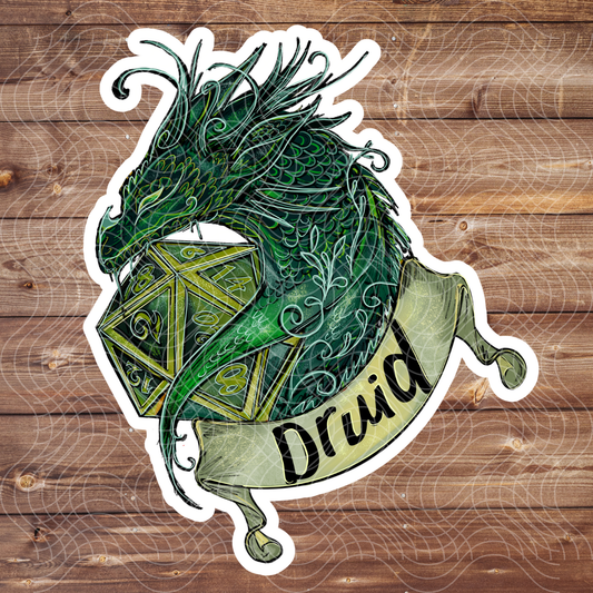 3" Druid RPG D&D Dice D20 Gaming Dragon Vinyl Sticker