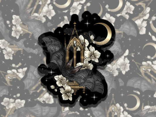 Whimsigoth Midnight Bats Vinyl Sticker - Colorful Design