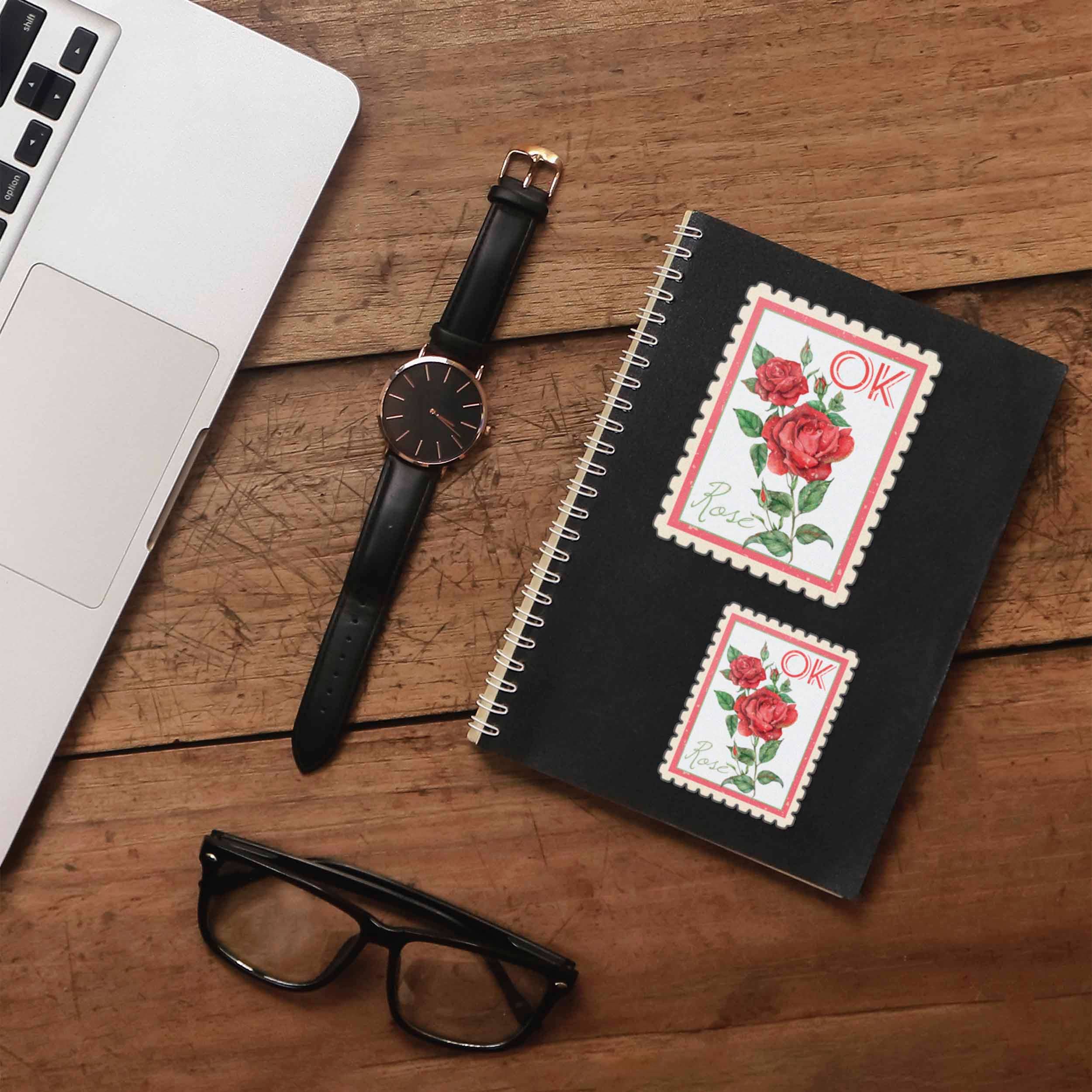 Oklahoma State Flower Rose Sticker - OK Vintage Stamp Decal