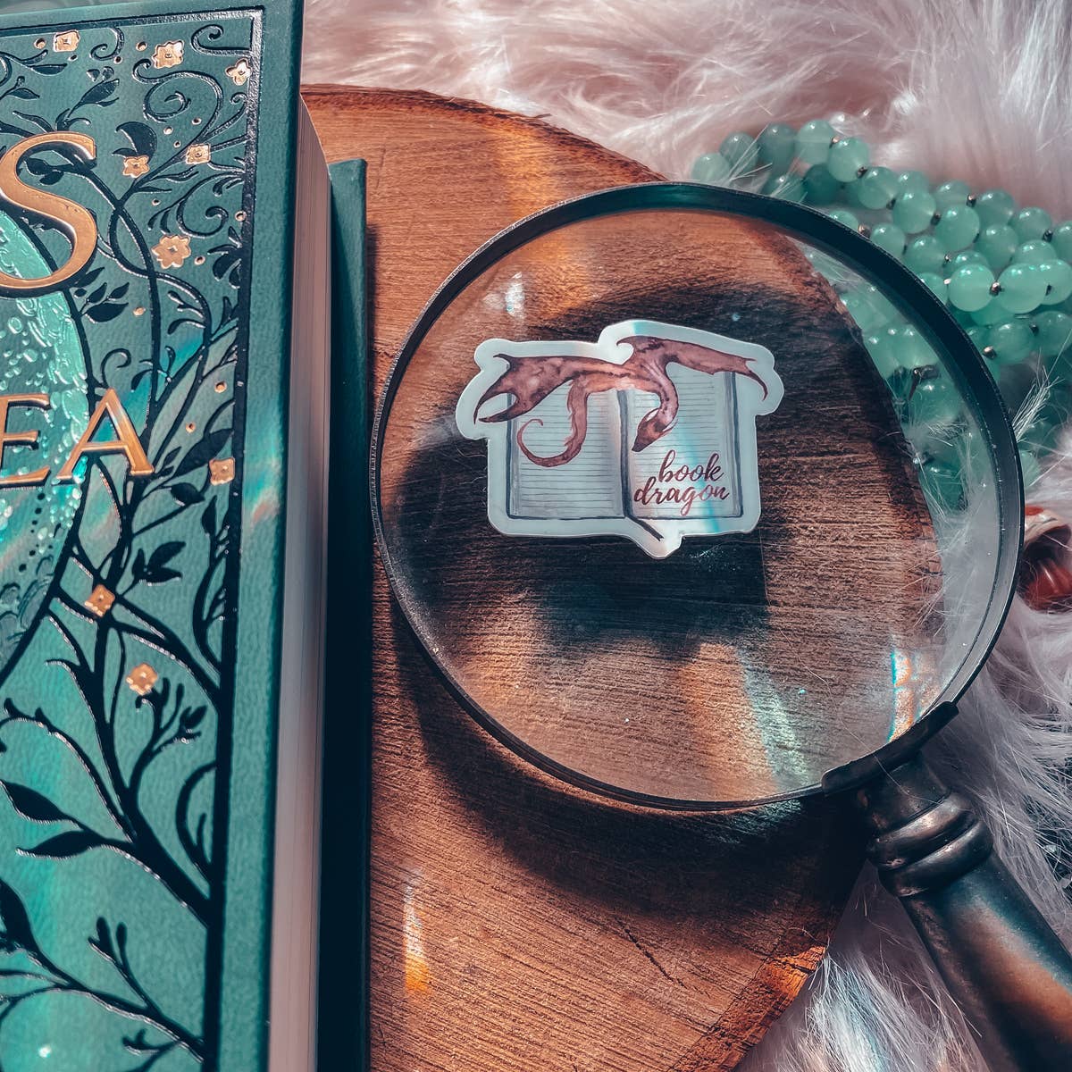 Red Book Dragon Watercolor Sticker, Vinyl Literary Decal