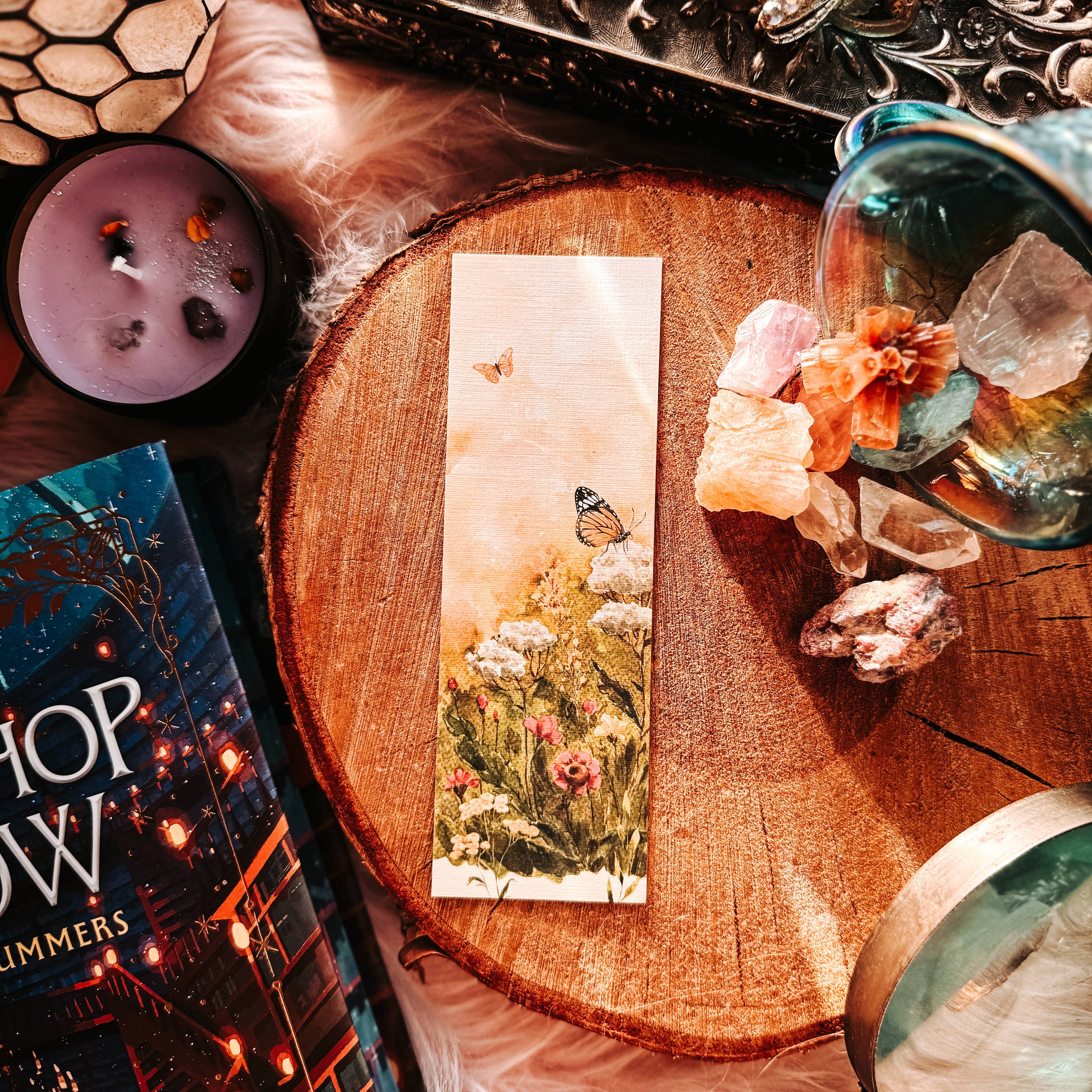 Monarch Butterfly Watercolor Bookmark Floral Meadow Nature 