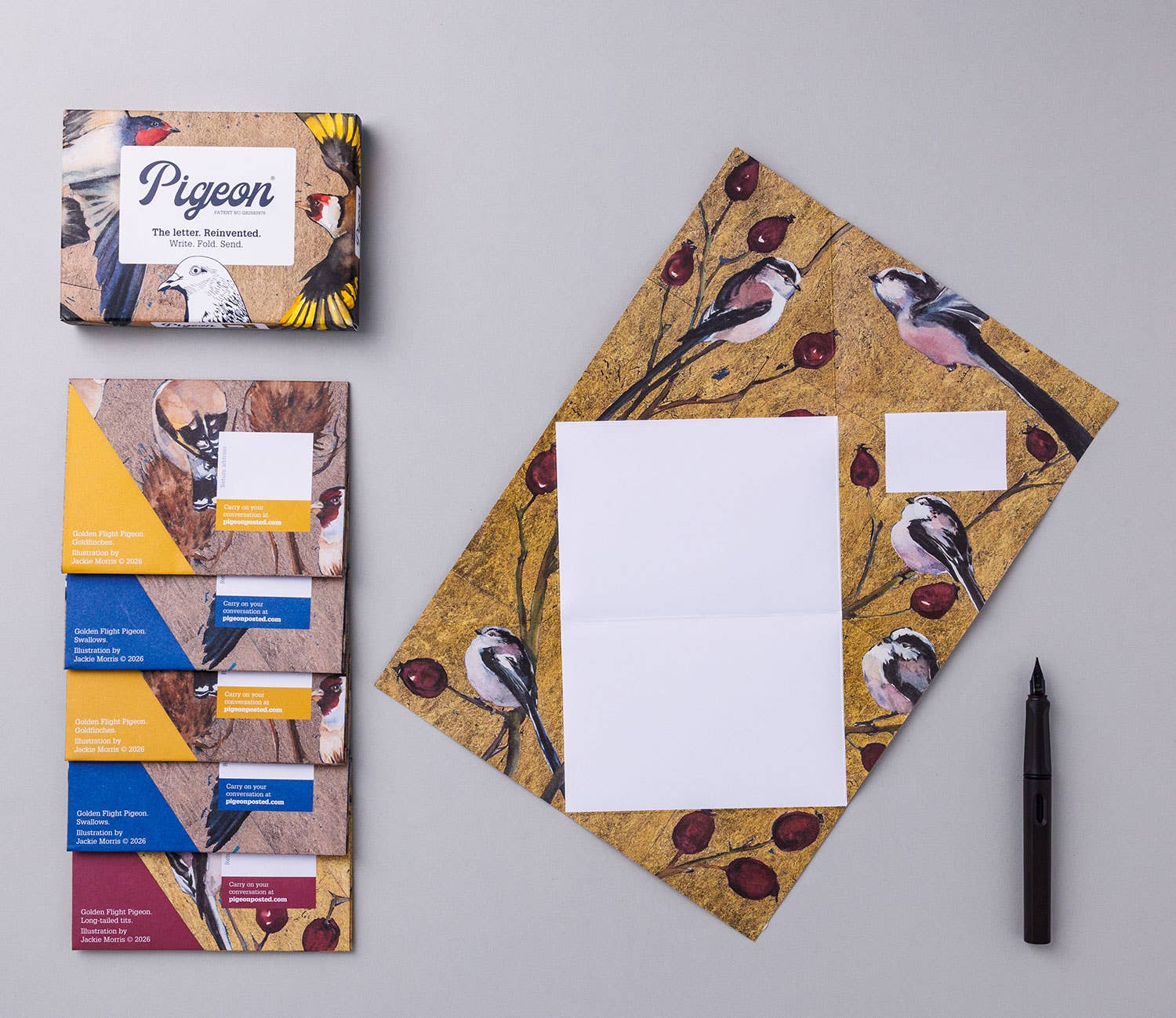 Golden Flight Pigeon, Folding Letter Set – Pack of 6 Letters