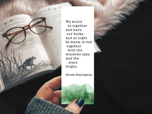Hemingway Night Books Quote Bookmark