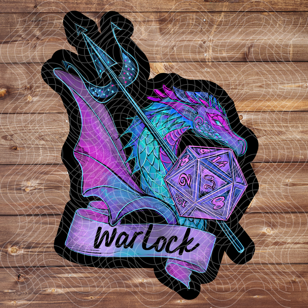 3" Warlock RPG Dice D&D D20 Gaming Dragon Vinyl Sticker