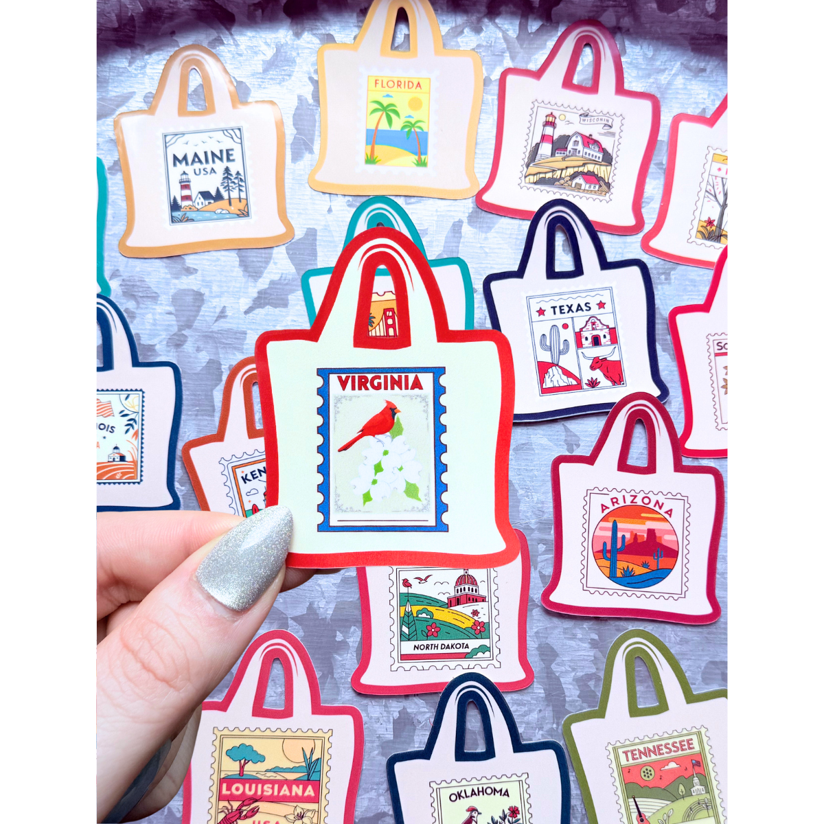 States stamp tote bag waterproof sticker|state sticker|stamp