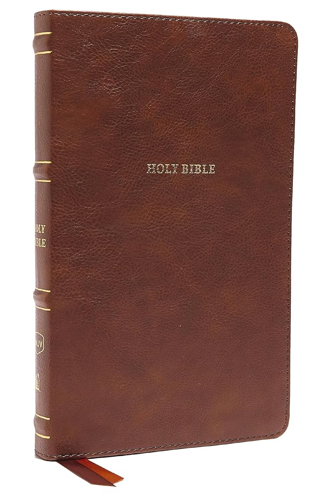 NKJV, Thinline Bible, Leathersoft, Brown, Red Letter, Comfort Print: Holy Bible, New King James Version cover image