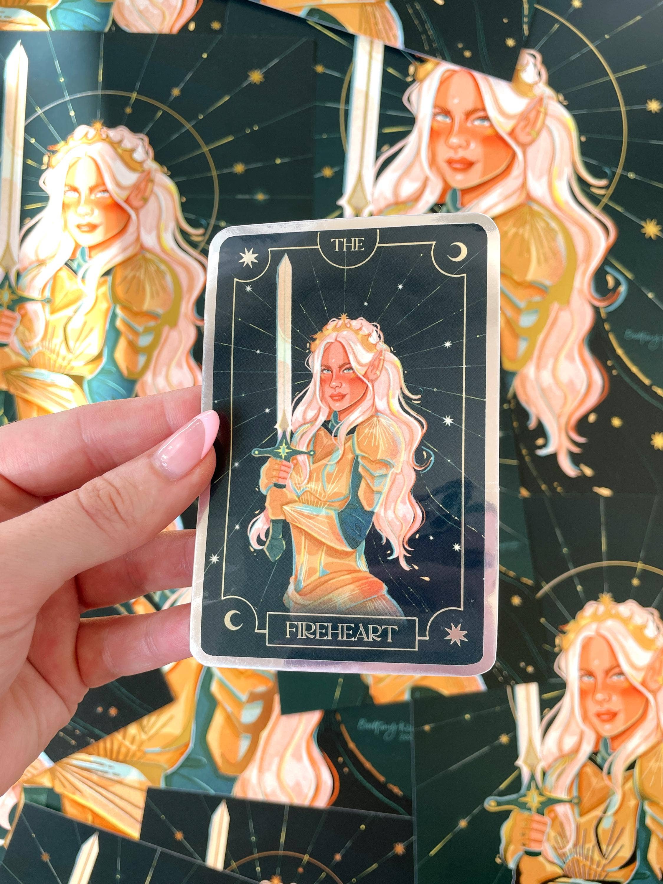 Fire Heart Aelin Tarot Card Sticker