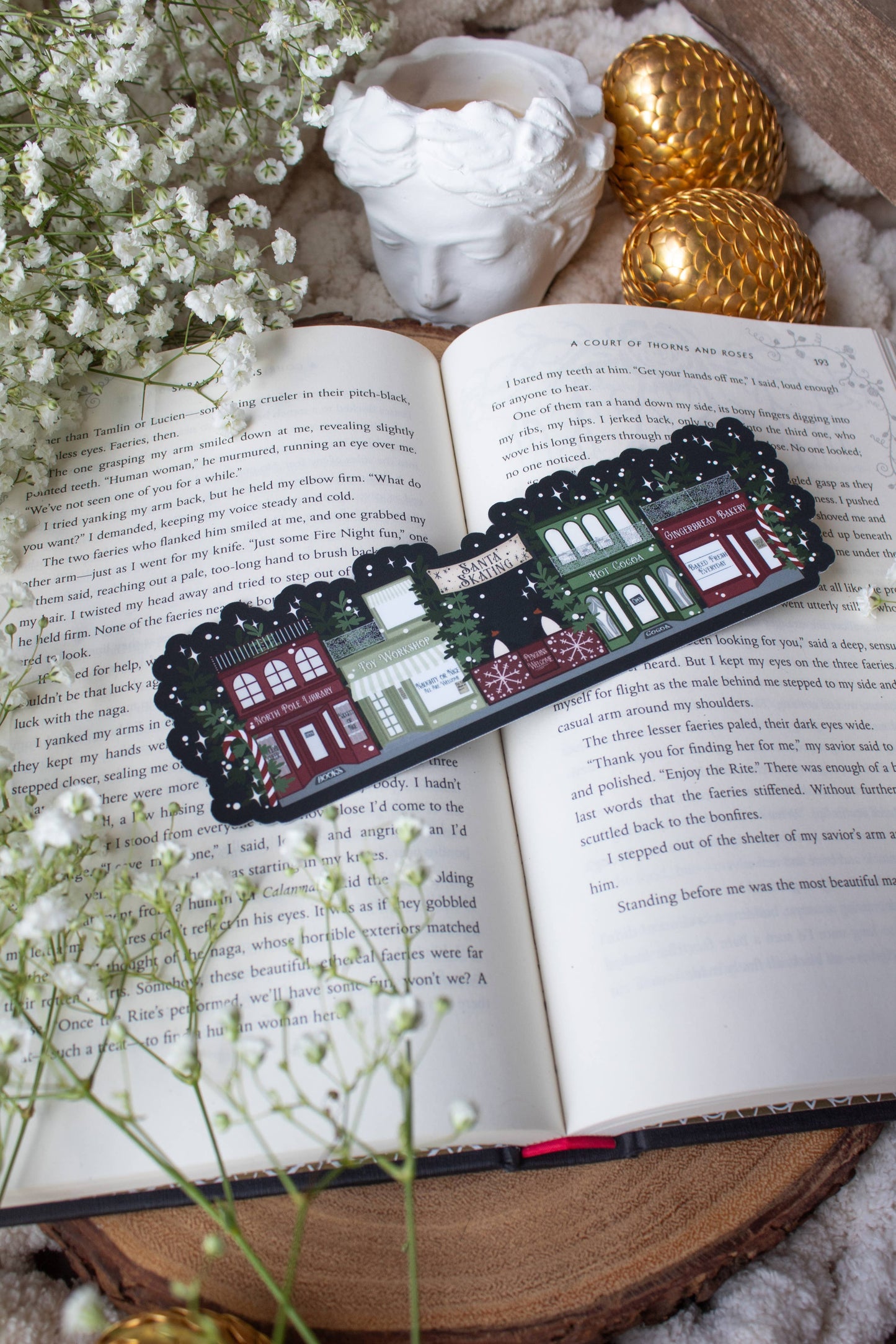 Christmas Village Street Die Cut Bookmark | Soft Touch