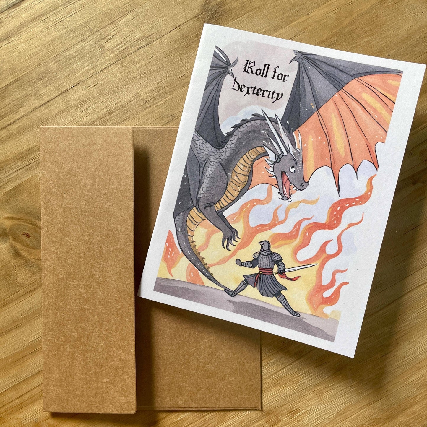 Medieval Knight And Dragon Encouragement Card 