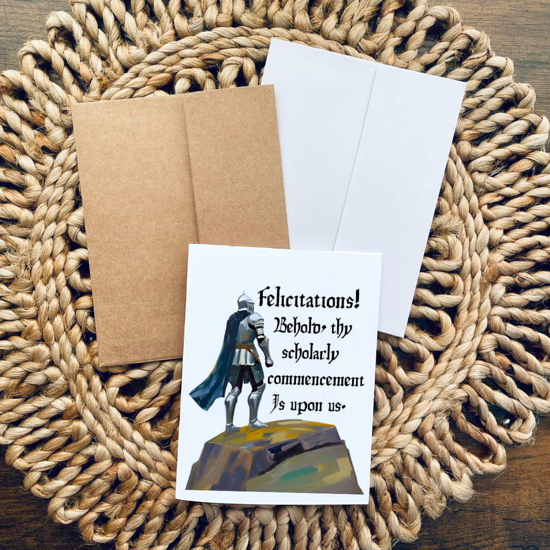 Funny Medieval Knight Renaissance Graduation Card