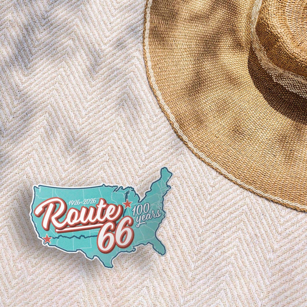 Route 66 Retro Road Map Sticker - 100th Anniversary Decal