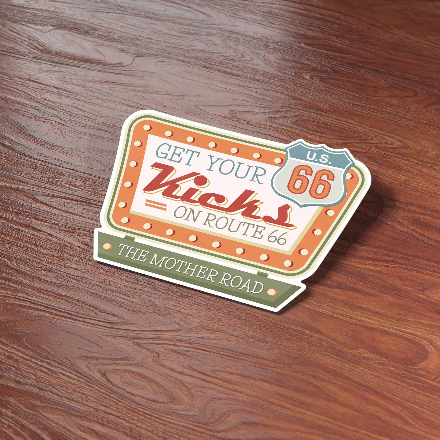 Get Your Kicks on Route 66 Sticker - Retro Road Trip Decal
