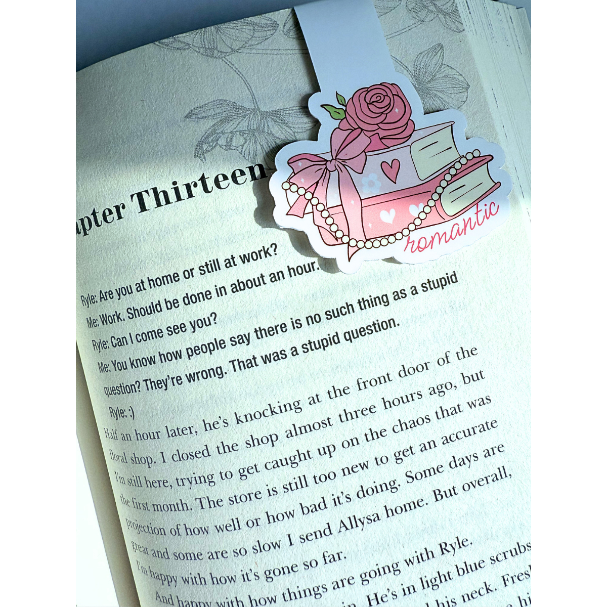 Romantic stack of books magnetic bookmark