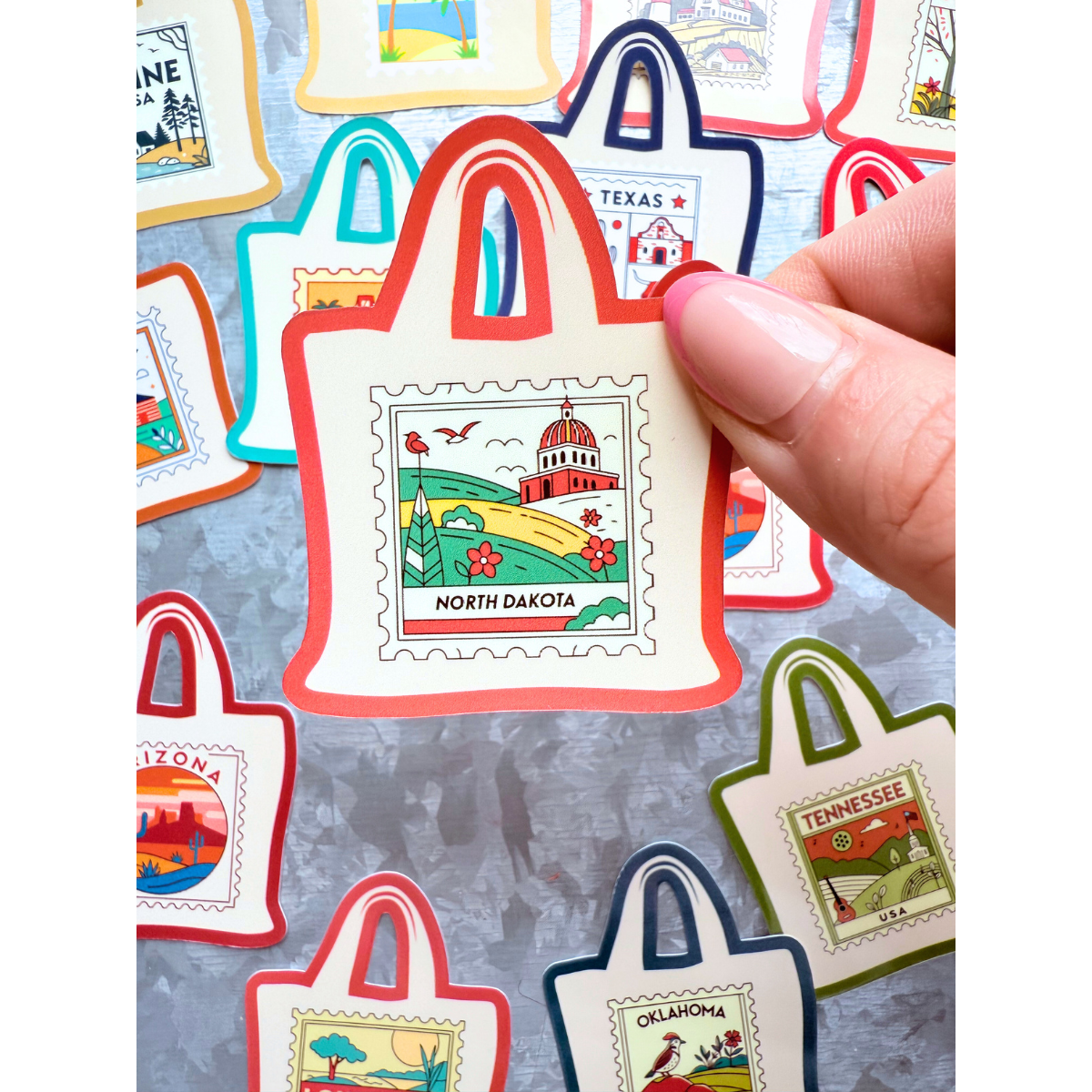 States stamp tote bag waterproof sticker|state sticker|stamp