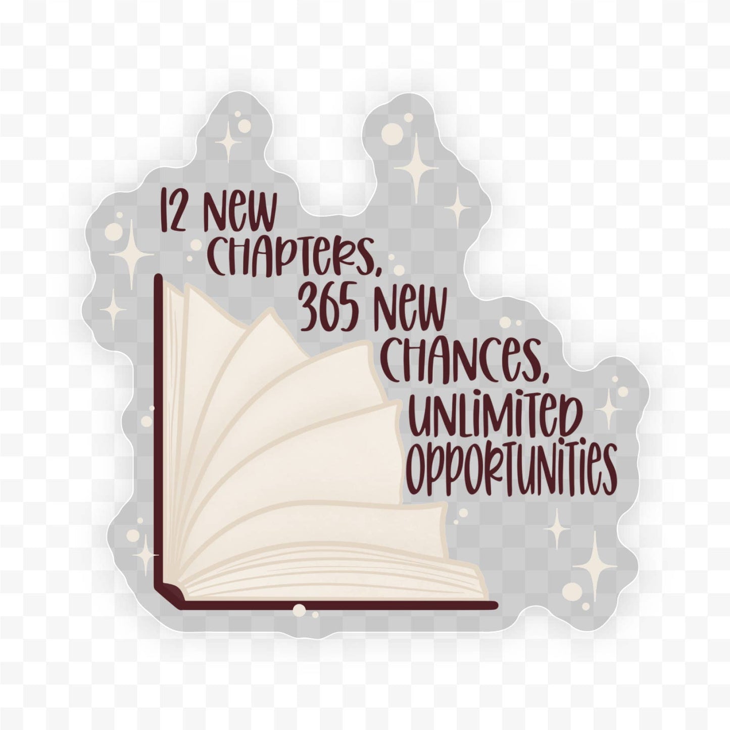 New Year Book Motivational Quote Sticker | Winter Wonderland