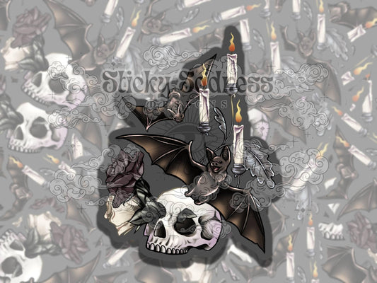 Flying Bats Gothic Colorful  Vinyl Sticker, , Fantasy Art