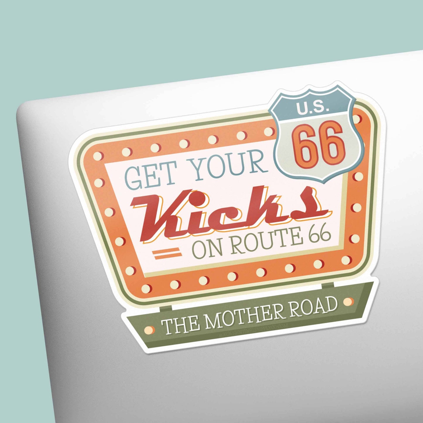 Get Your Kicks on Route 66 Sticker - Retro Road Trip Decal