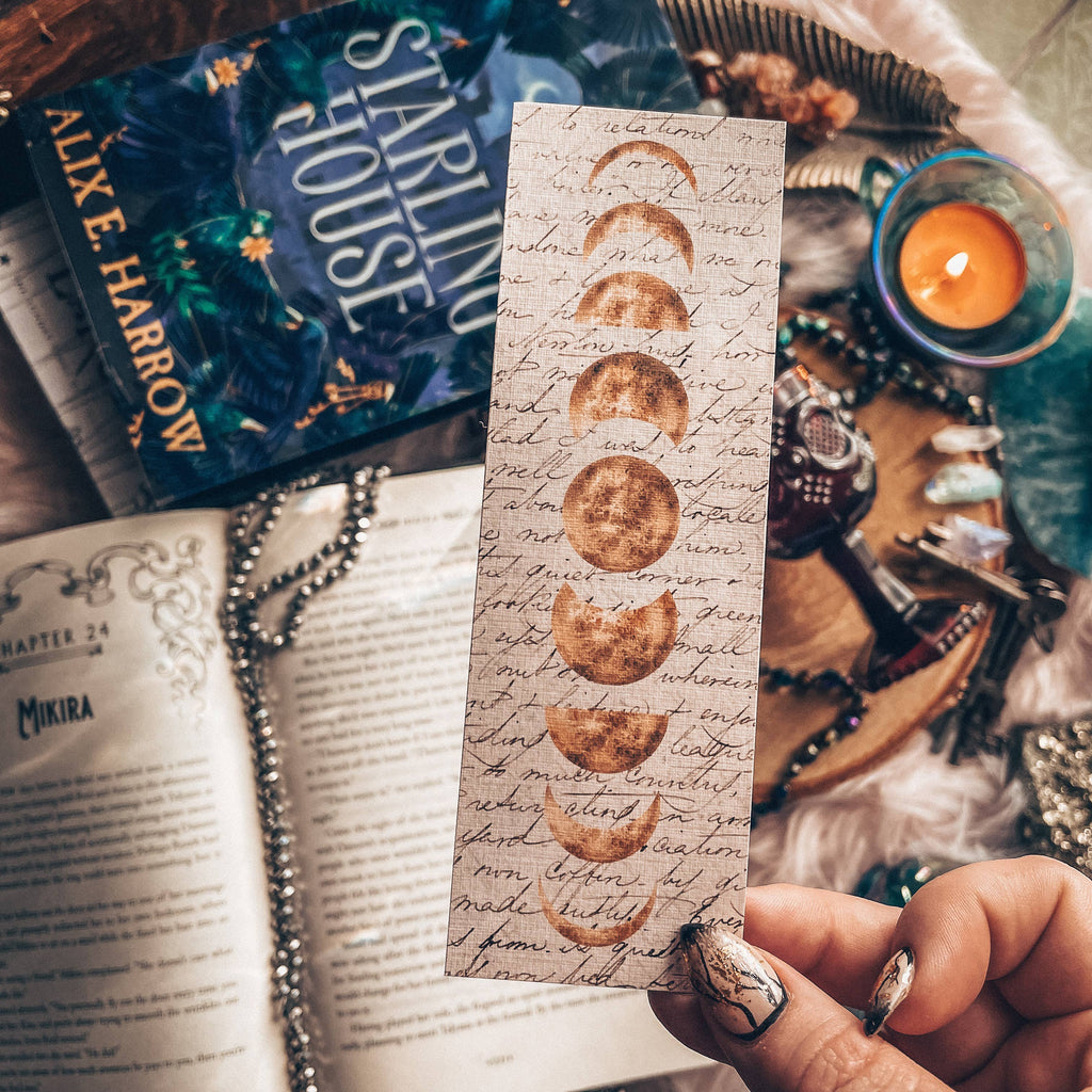 Moon Phases Handmade Bookmark