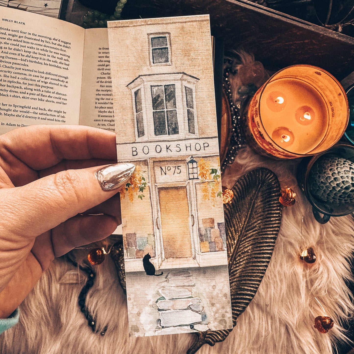 Spring Book Shop Watercolor Bookmark