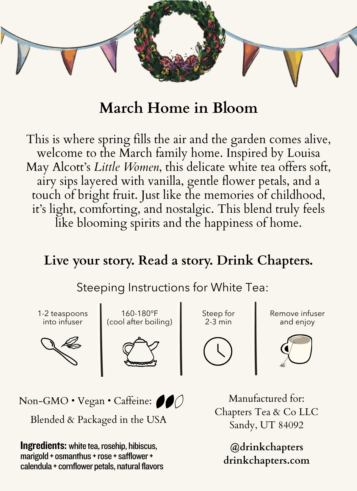 March Home in Bloom (Soft Floral Vanilla White Tea) 2oz