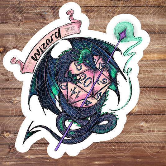3" Wizard RPG Dice D&D D20 Gaming Dragon Vinyl Sticker