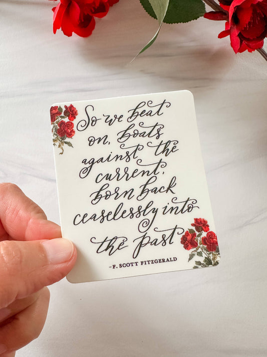 So We Beat On F Scott Fitzgerald Literary Quote Sticker