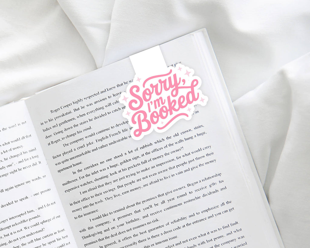 Cute Magnetic Bookmark, Typography - Sorry I'm Booked