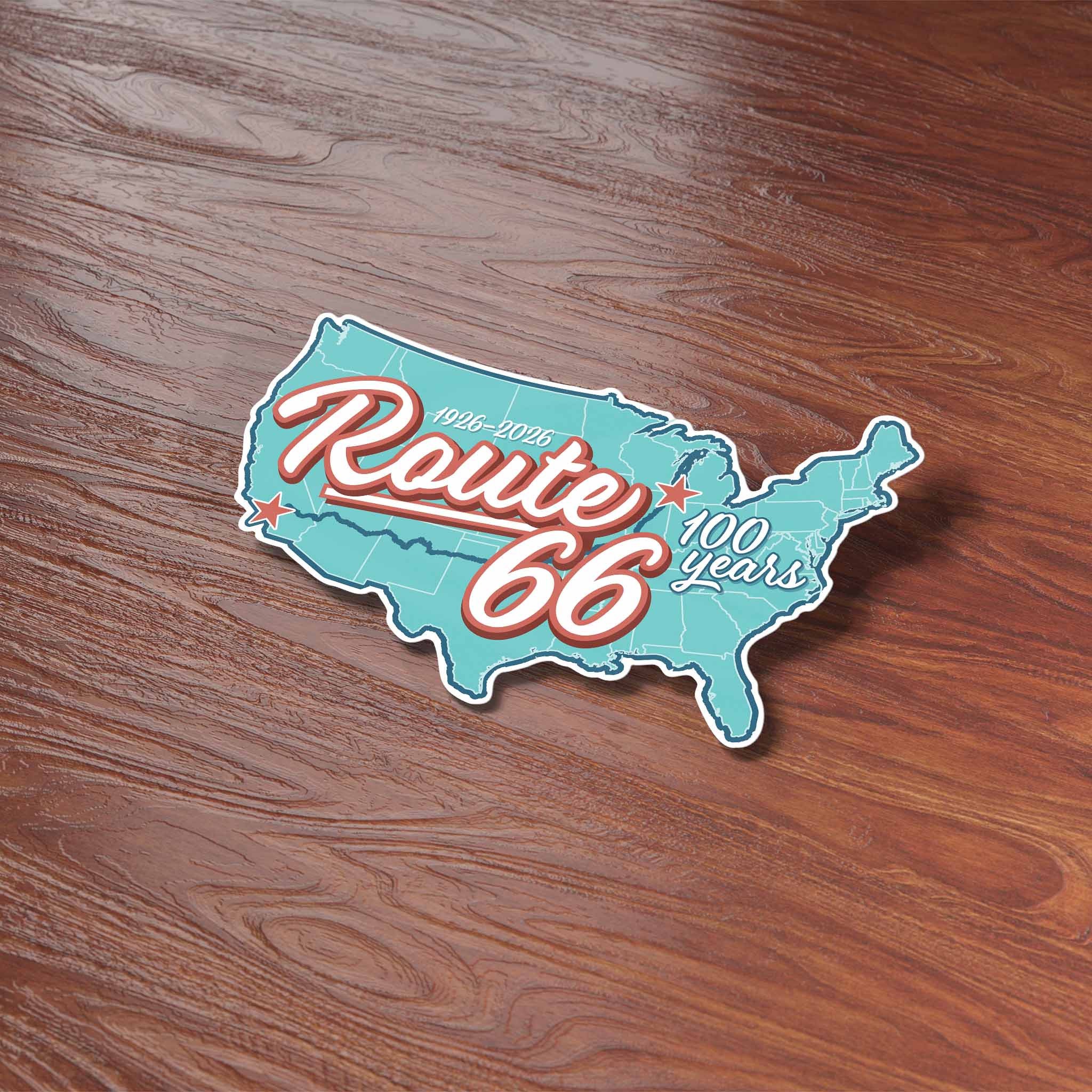Route 66 Retro Road Map Sticker - 100th Anniversary Decal