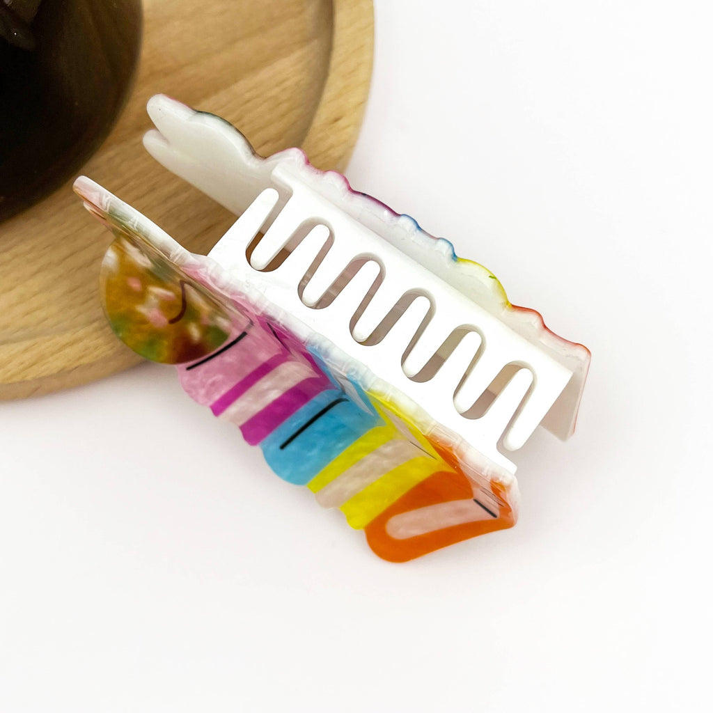 Creative Book Stack Hair Claw Clip with Cat