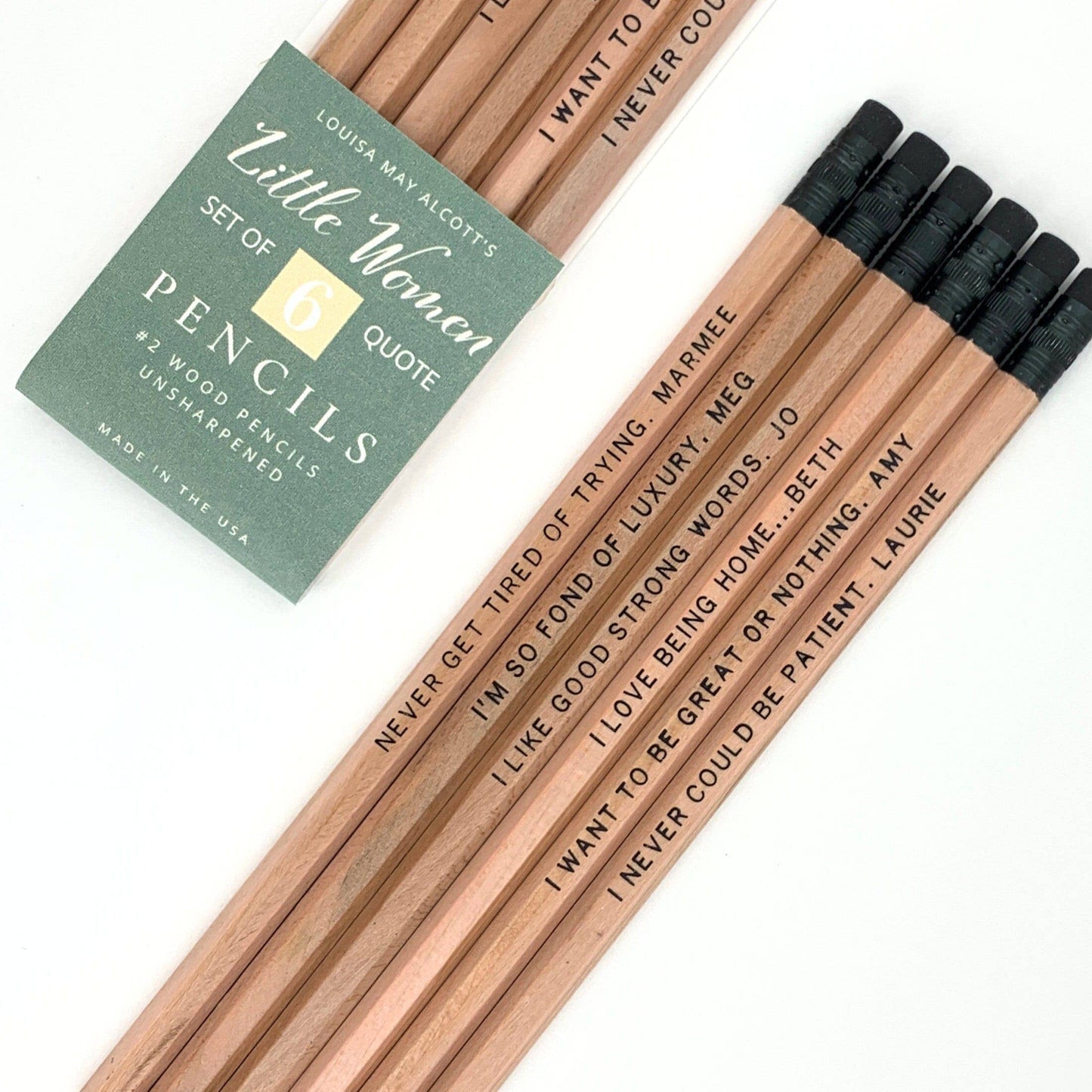 Little Women Book Quote Pencils, Louisa May Bookish Gift
