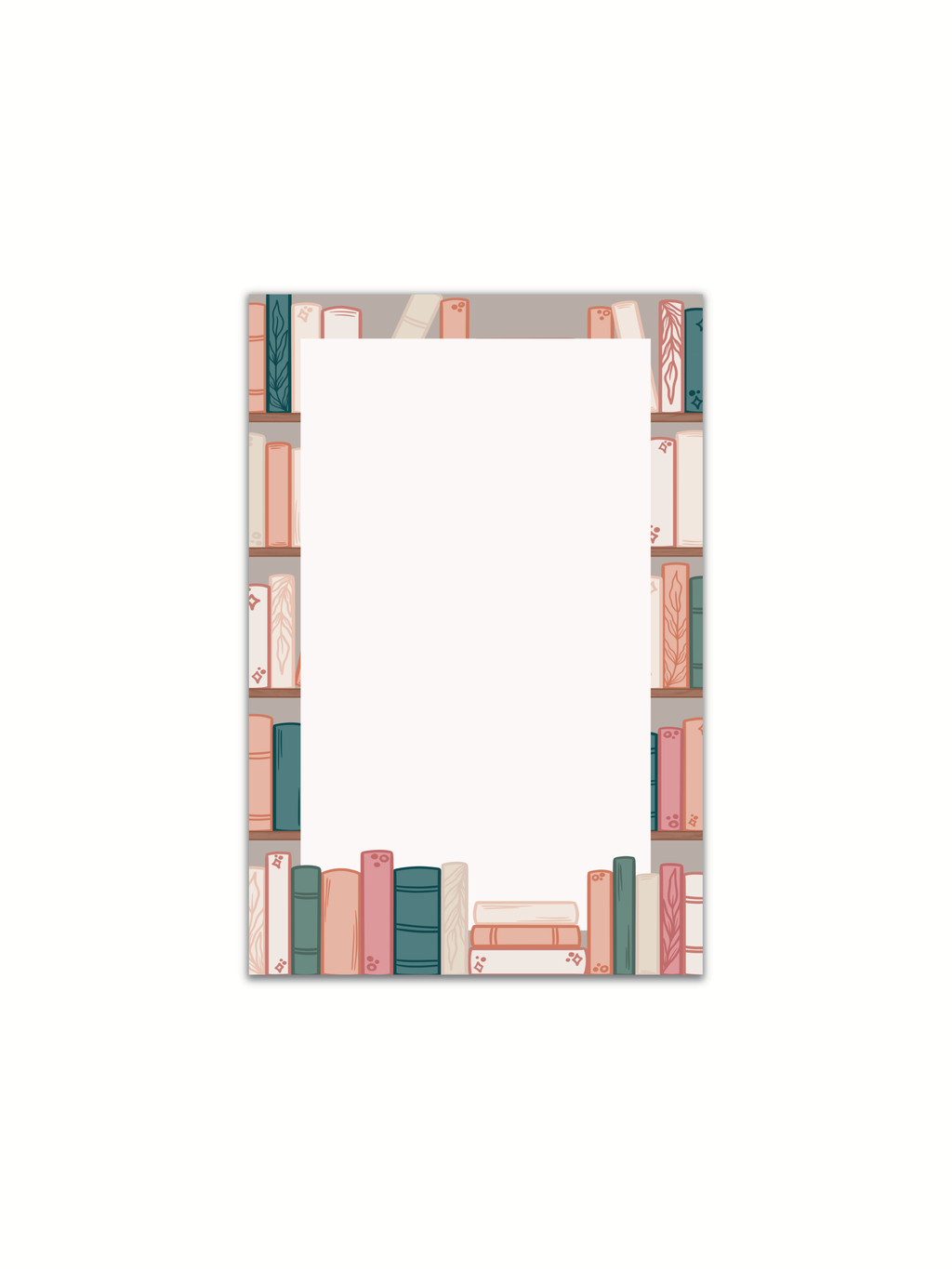 4x6 Cozy Spring Bookshelf Notepad | Bookish Reader Notepad