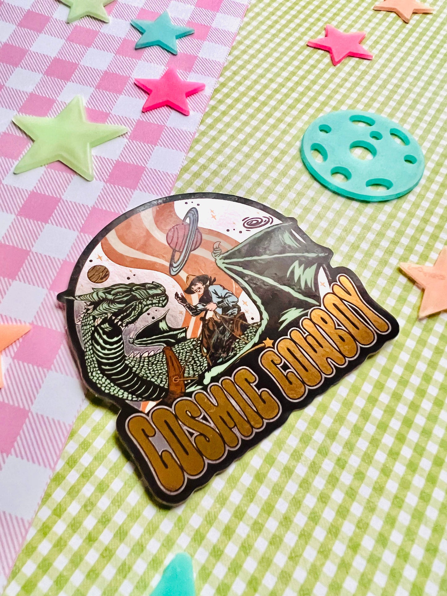 Cosmic Cowboy Space Western Retro Sticker