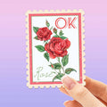Oklahoma State Flower Rose Sticker - OK Vintage Stamp Decal