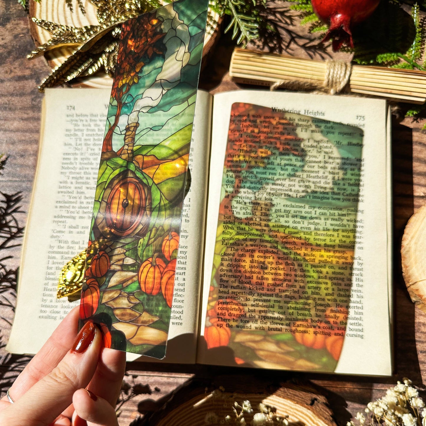 Shire Pumpkins Stained Glass Bookmarks