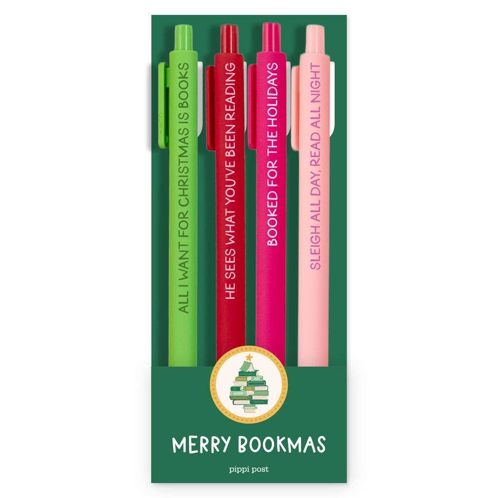 Merry Bookmas Reader Christmas Pen Set