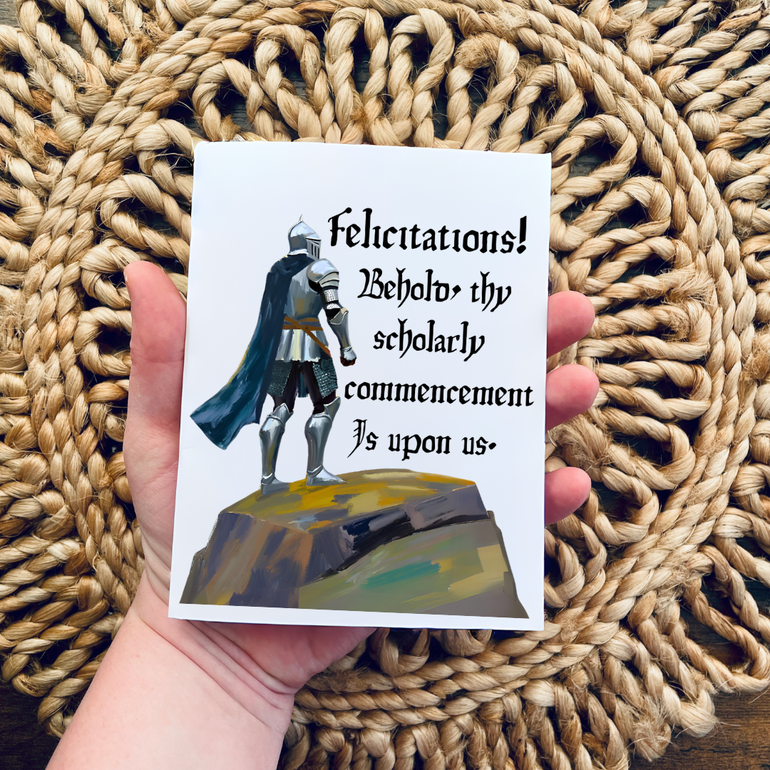 Funny Medieval Knight Renaissance Graduation Card