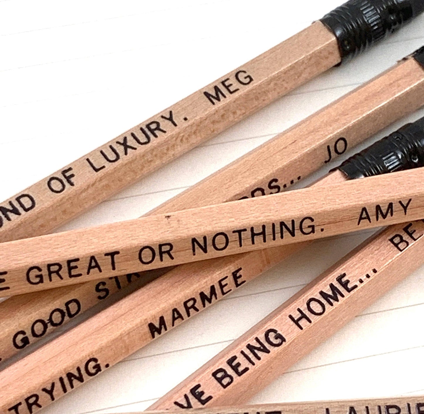Little Women Book Quote Pencils, Louisa May Bookish Gift