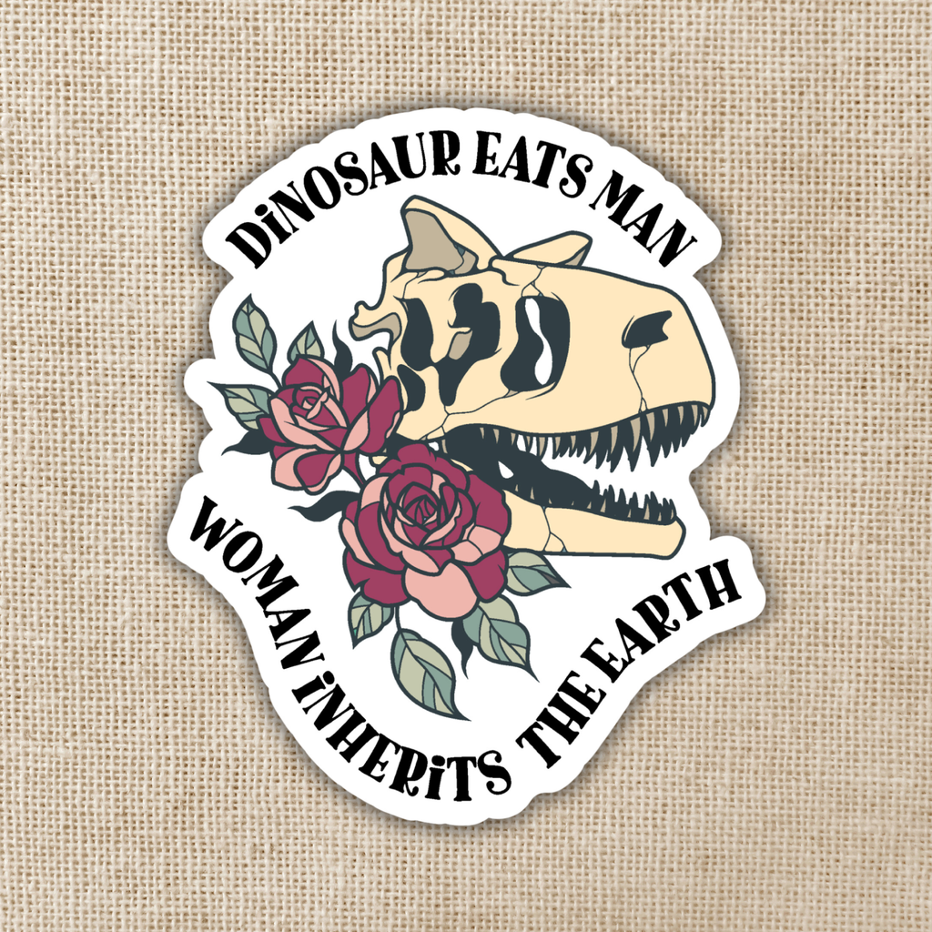 Dinosaur Eats Man Sticker, 3-inch
