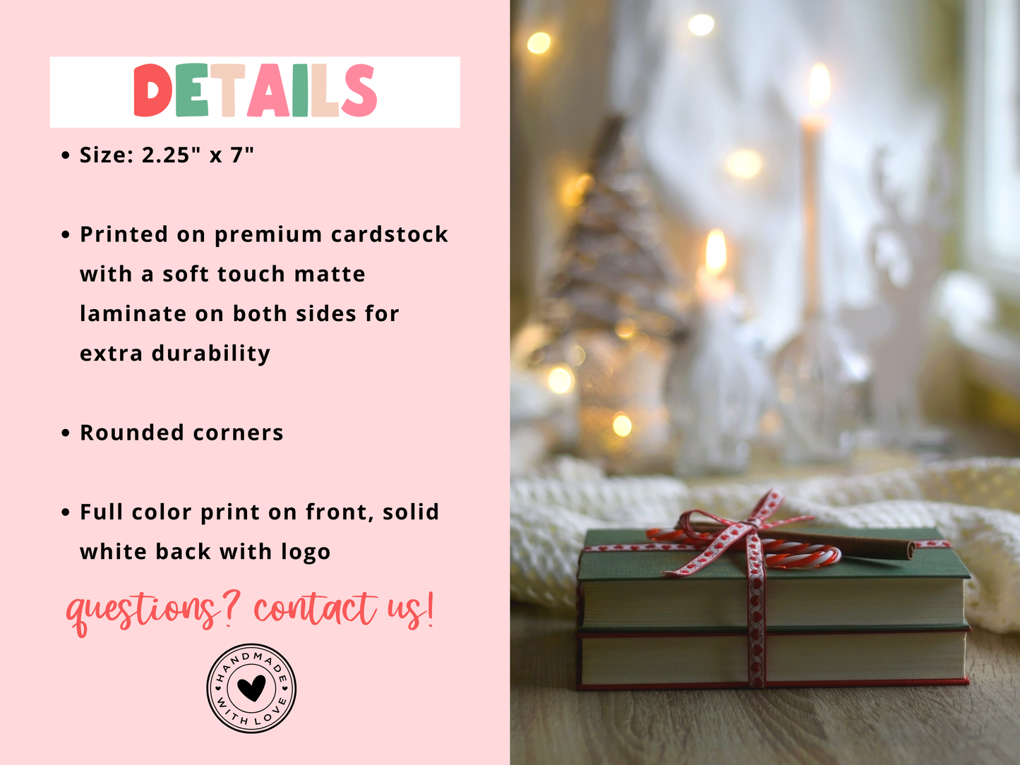 Peppermint Hot Cocoa Bookmark | Soft Matte Laminated 