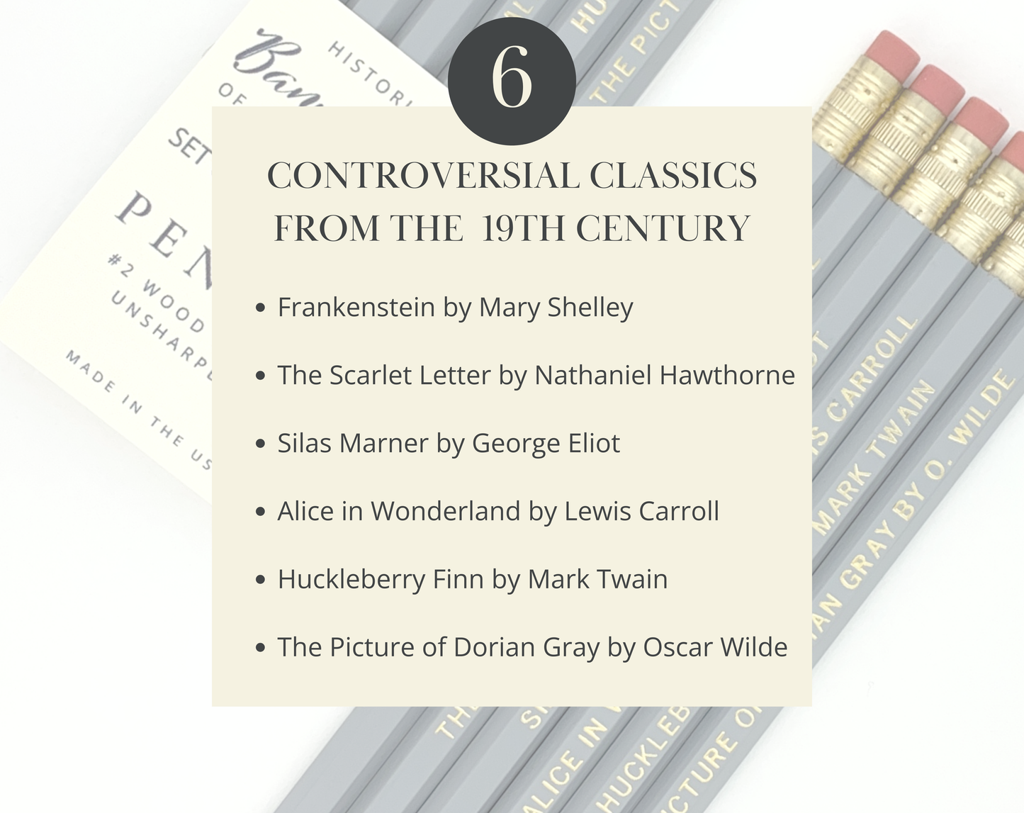 Banned Books 19th Century Pencil Set