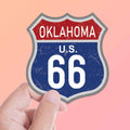 Oklahoma Blue Route 66 Sticker - Vintage Highway OK Decal