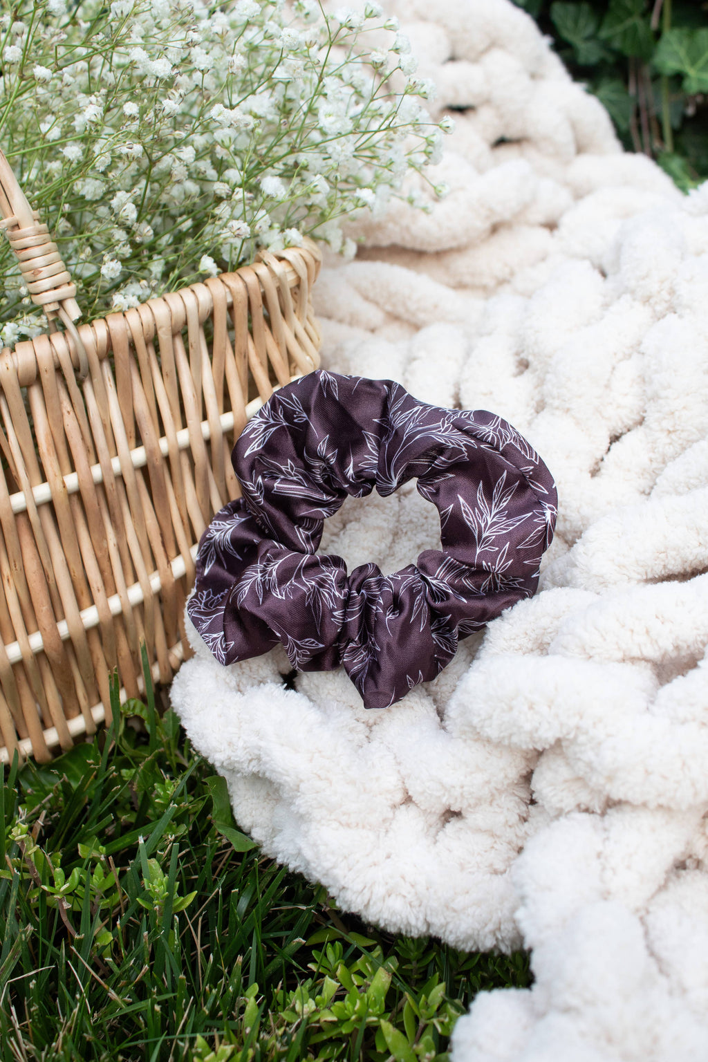 Bookish Satin Scrunchie | Maroon Floral Book