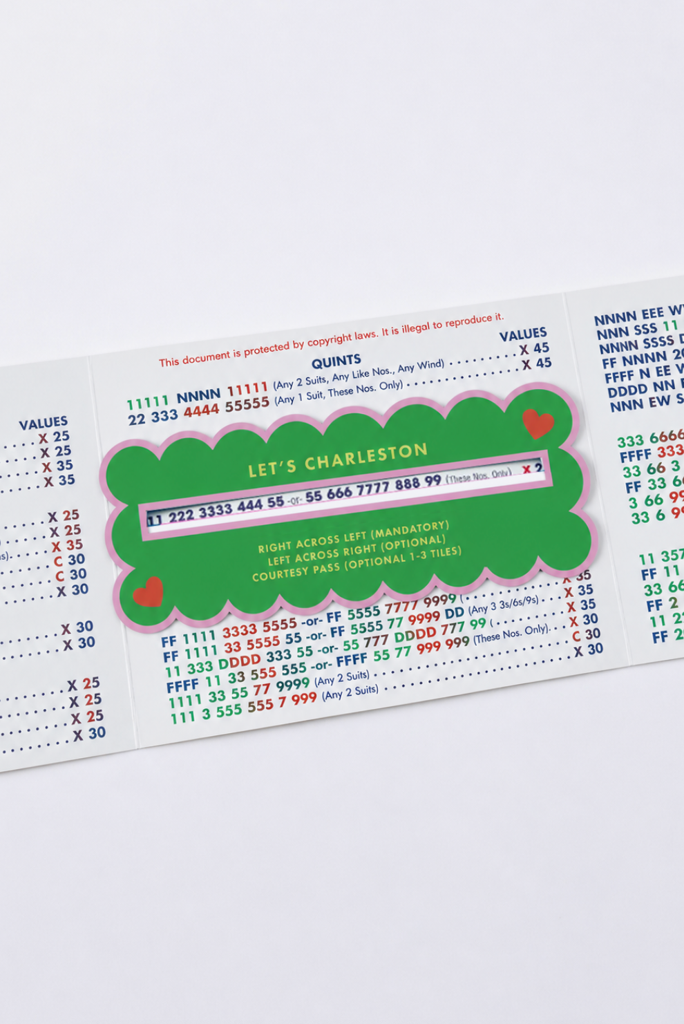 Mahjong Line Finder Tool for Standard and Large Size NMJL Cards - Green