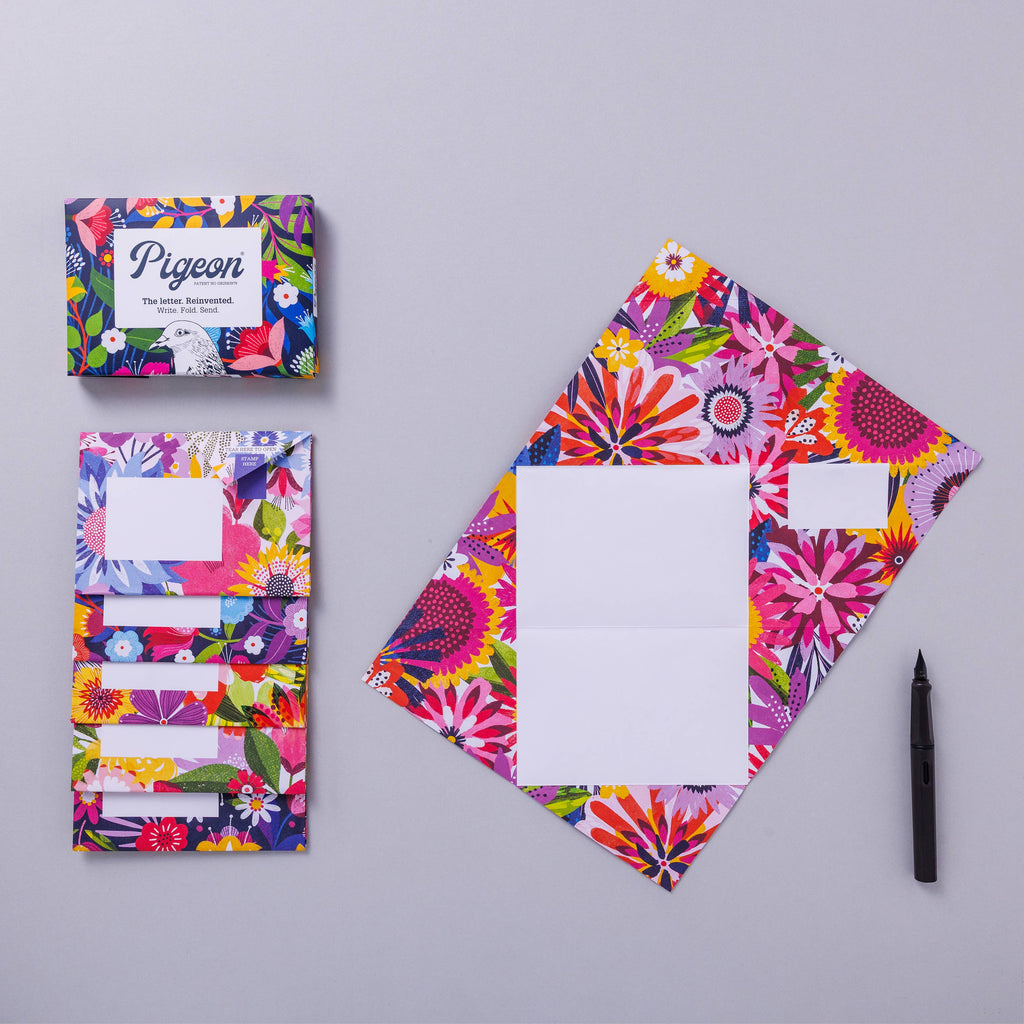 Floral Fantasia Pigeon, Botanical Folding Letters, Pack of 6